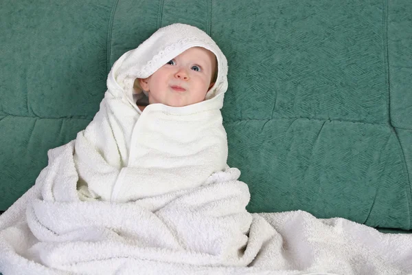 Baby with towel — Stock Photo, Image