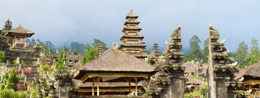 Panoramic photo of Besakih temple complex clipart