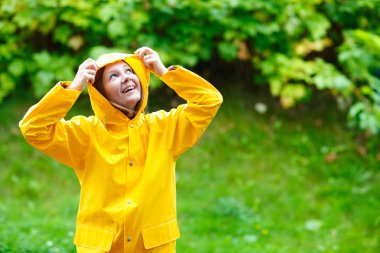 Girl under rain clipart