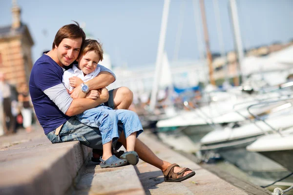 Father and son enjoying summer day — Stock Photo, Image