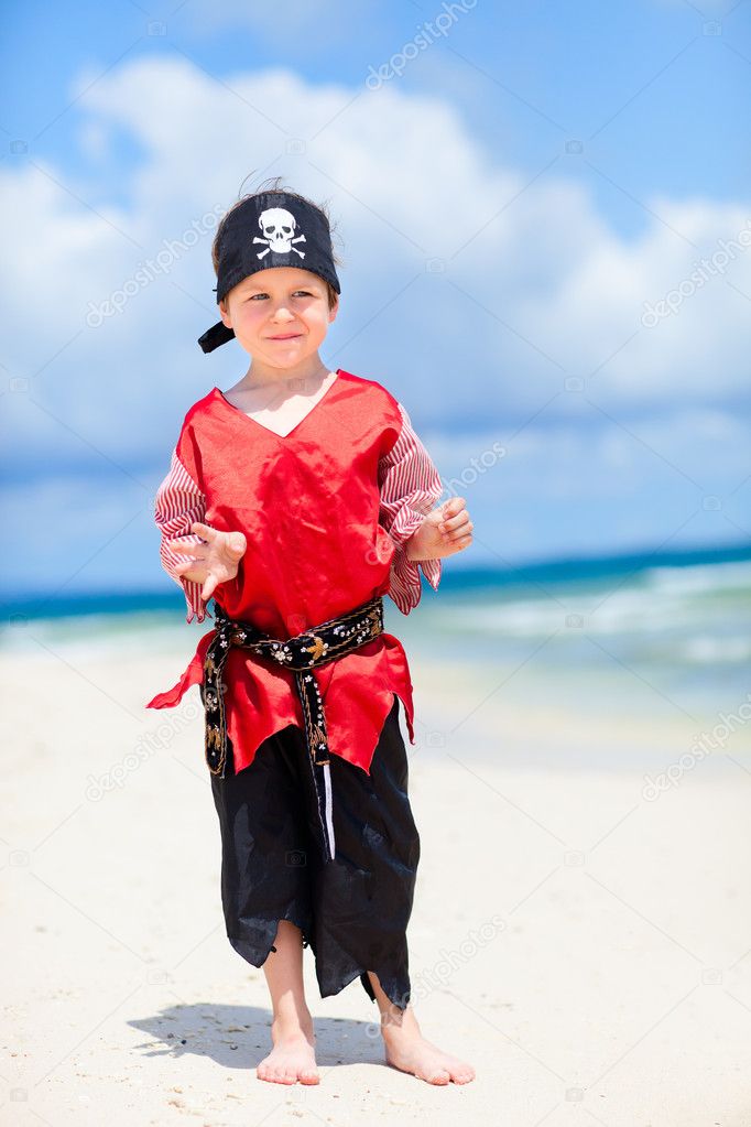 Cute pirate on beach