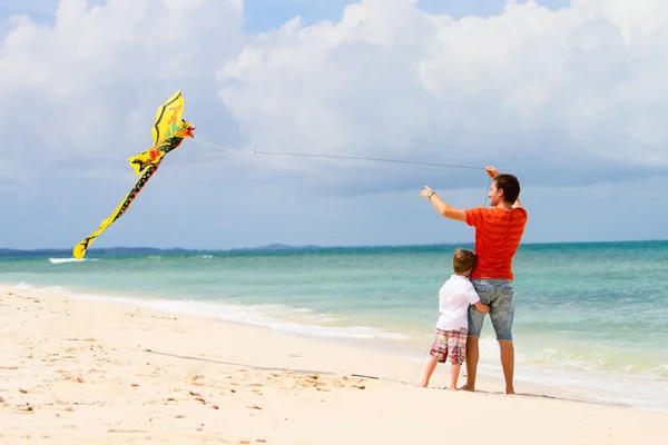 父と息子の凧揚げ — ストック写真