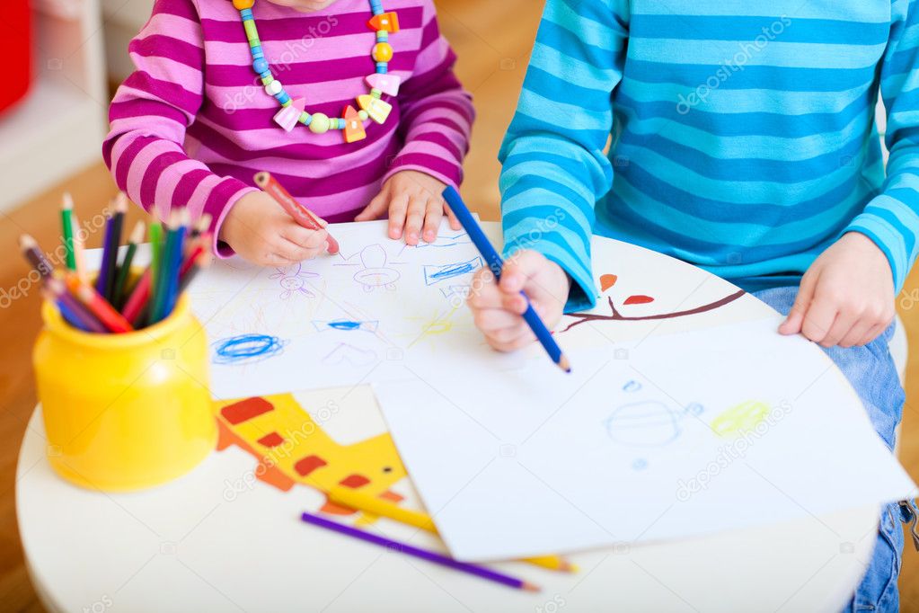 Kids drawing closeup