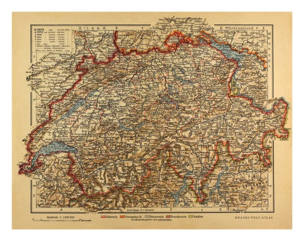 1900 年からヴィンテージのスイス連邦共和国の地図 — ストック写真