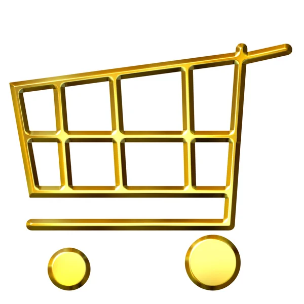 3D zlatý nákupní vozík — Stock fotografie
