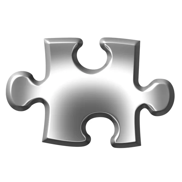 Peça de puzzle de prata 3D — Fotografia de Stock