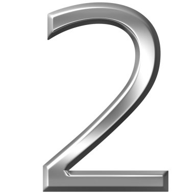 3D Silver Number 2 clipart