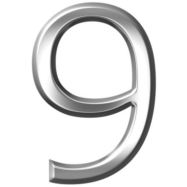 3D Silver Number 9 clipart