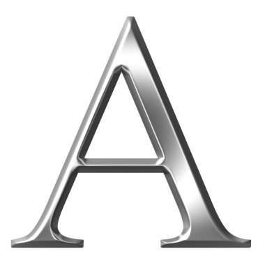3D gümüş Yunan harfi Alfa