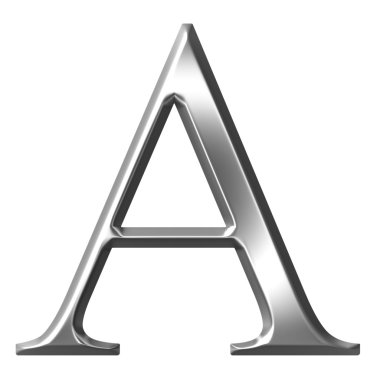 3D Silver Greek Letter Alpha clipart