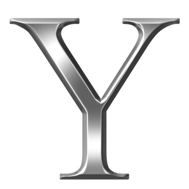 3D Silver Greek Letter Ypsilon clipart
