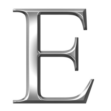 3D Silver Greek Letter Epsilon clipart