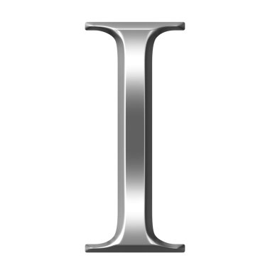 3D Silver Greek Letter Iota clipart