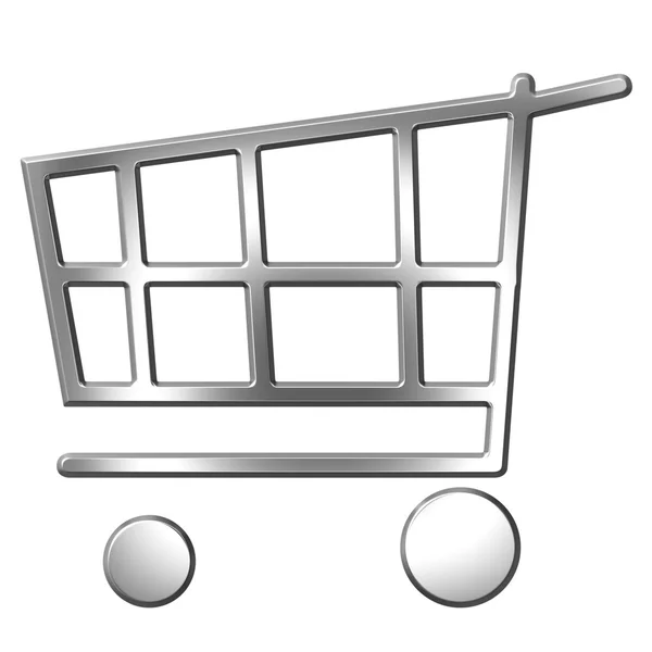 3D Silver Shopping Cart — Stock Photo, Image
