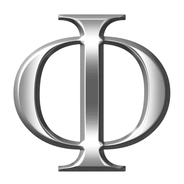 Серебряно-греческая буква Phi — стоковое фото