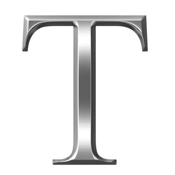 3D srebrny grecka litera tau — Zdjęcie stockowe
