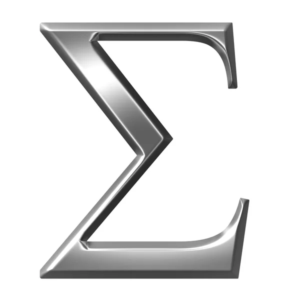 3D Срібна грецька літера Сигма — стокове фото