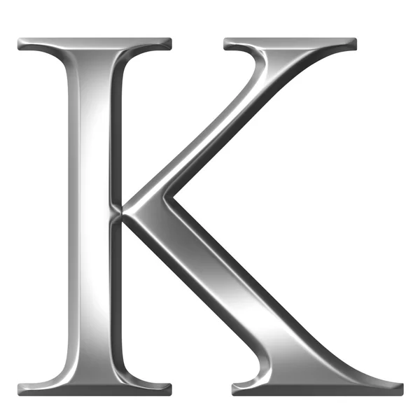 Letra griega de plata 3D Kappa —  Fotos de Stock