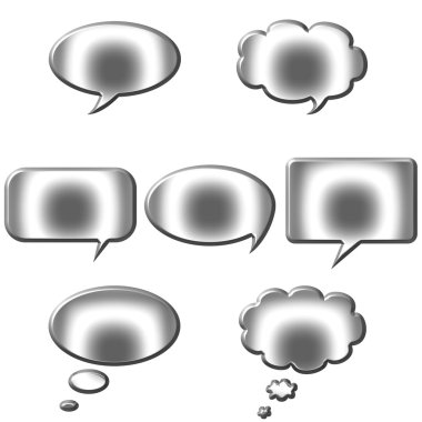 3D Silver Speech and Thought Bubbles clipart