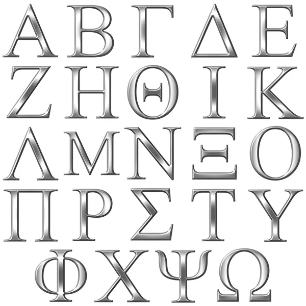 3d 银希腊字母表 — 图库照片