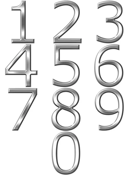 3D Silver Numbers — Stock Photo, Image