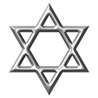 3D Silver Star of David clipart