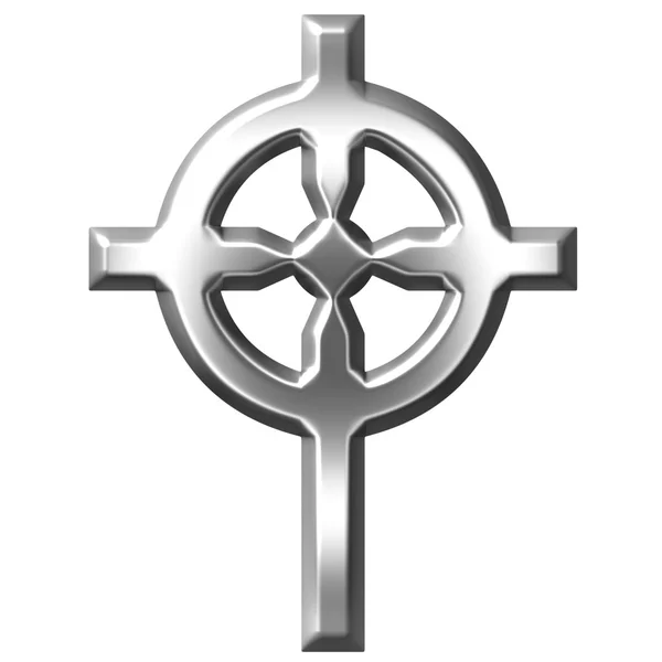 3D stříbrný keltský kříž — Stock fotografie