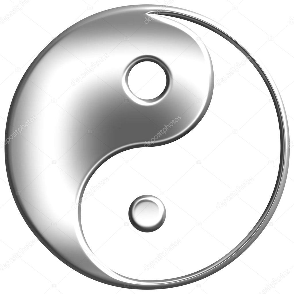 3D Silver Tao Symbol