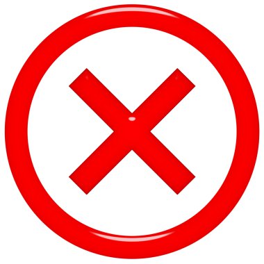 3d rejected or rated X sign clipart