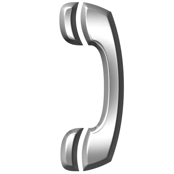 3D stříbrné telefonní sluchátko — Stock fotografie