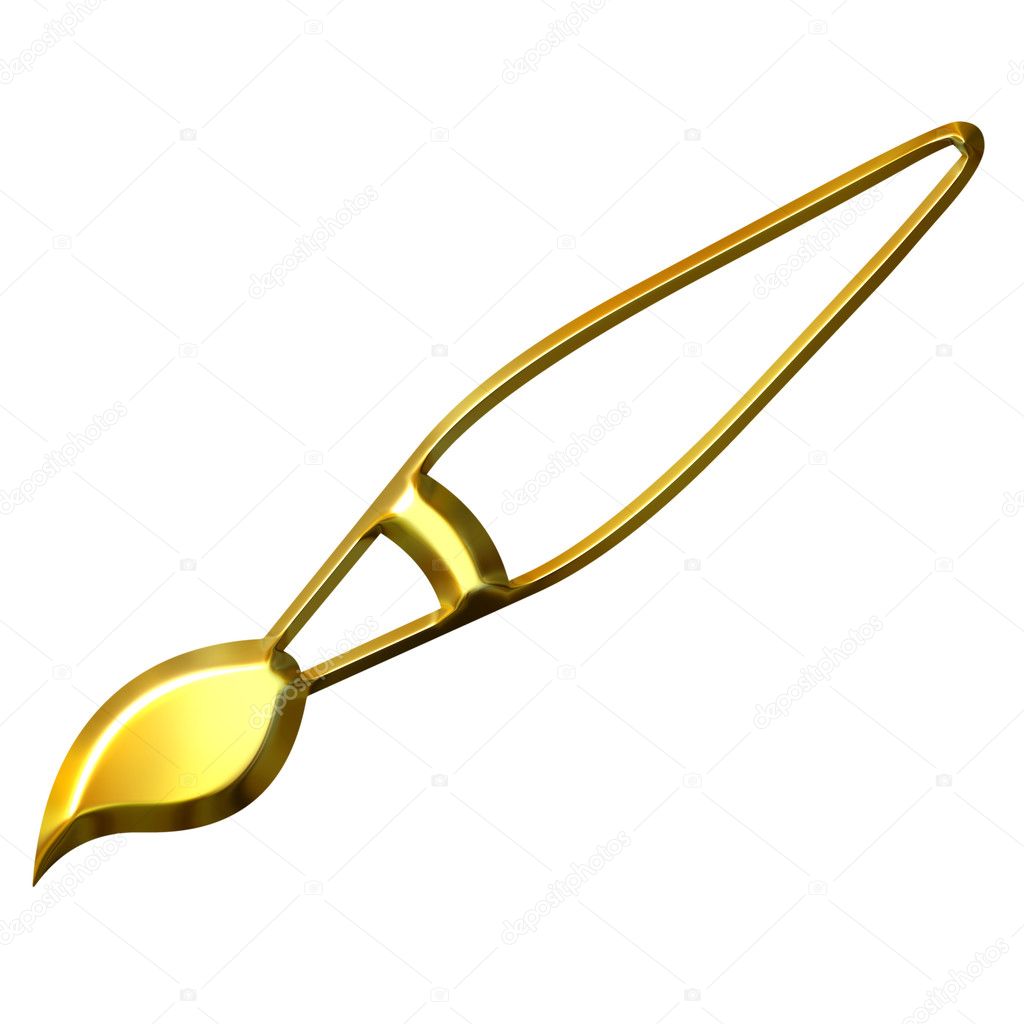 3D Golden Artist Paint Brush — Stock Photo © 3540917