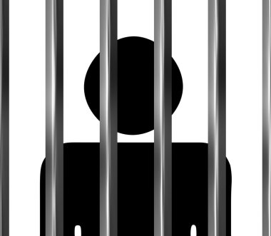 Man behind bars in jail clipart