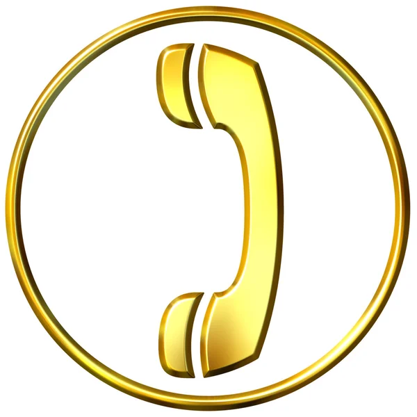 3 d の金色の電話サイン — ストック写真