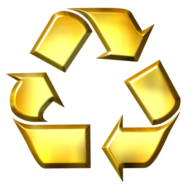 Símbolo de reciclaje de oro 3D — Foto de Stock