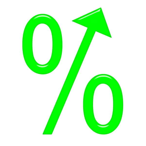 3d símbolo percentual com seta dirigida para cima — Fotografia de Stock