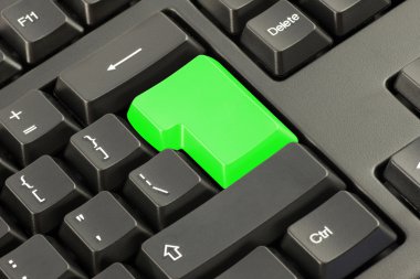 Keyboard with vivid green button