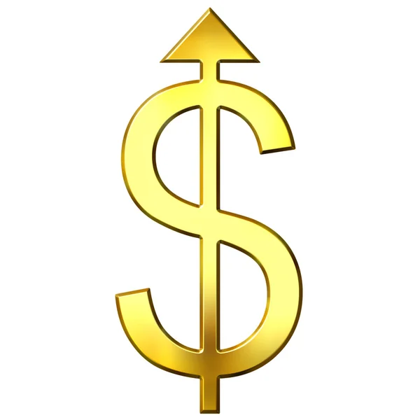 Dólar levantando dourado 3D — Fotografia de Stock