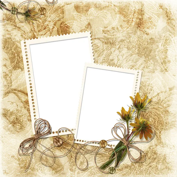 Grunge floral achtergrond met stempel-frame — Stockfoto