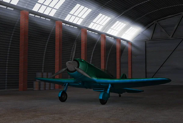 Kampfflugzeug im Hangar — Stockfoto