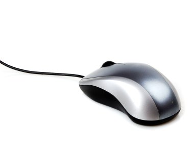 gri bilgisayar fare ile üzerine beyaz kablo
