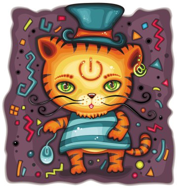 Funny tiger in top hat clipart
