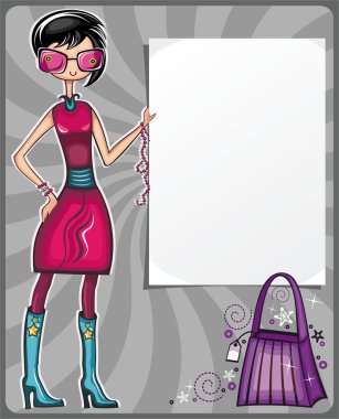 Fashion shopping girl clipart