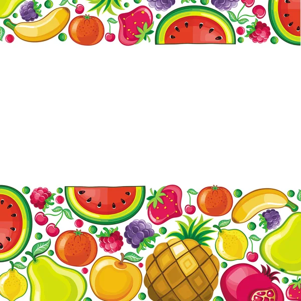 Frutas combinadas en marco — Vector de stock