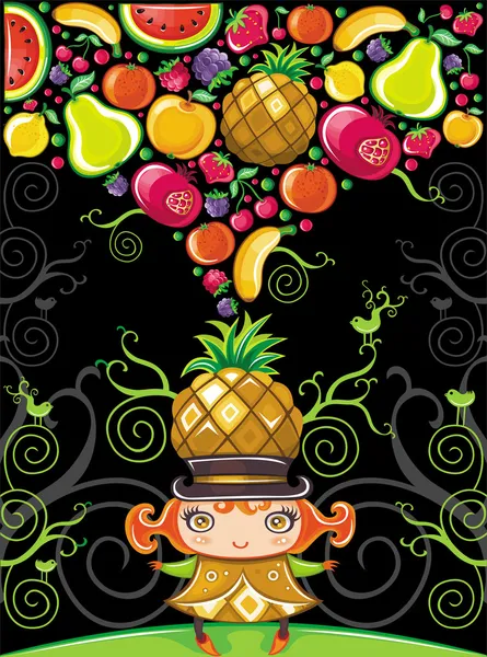 Pineapple girl — Stock Vector
