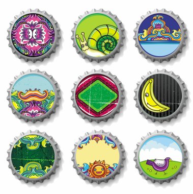 Bottle caps 8 - vector set clipart