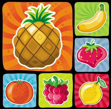 Colorful fruity icons set 1 clipart