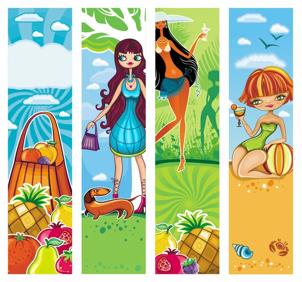 Vector vacation banners set 5. — Stock Vector