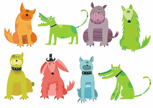 Set de perros coloridos — Vector de stock