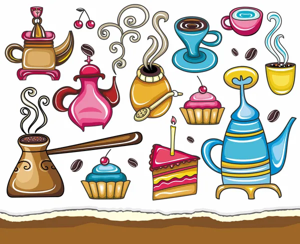 Café drôle, mon pote, thé, ensemble — Image vectorielle
