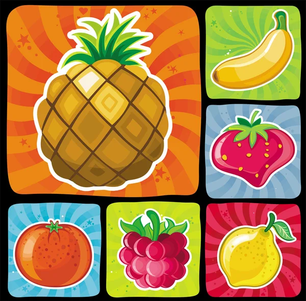 Colorful fruity icons set 1 — Stock Vector